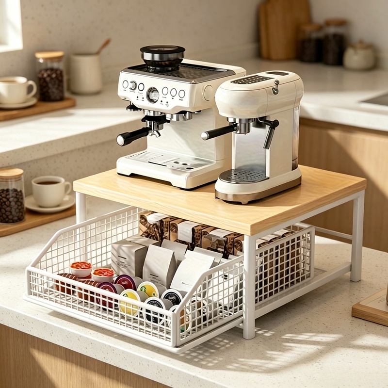 Kitchen Baking Drawer - حامل ميكروويف عمودي مع درج ورف