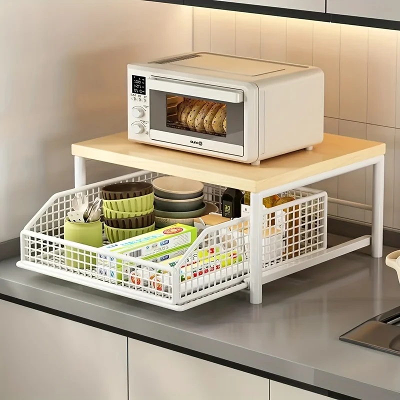 حامل ميكروويف عمودي مع درج ورف - مراجعة Kitchen Baking Drawer وسعره